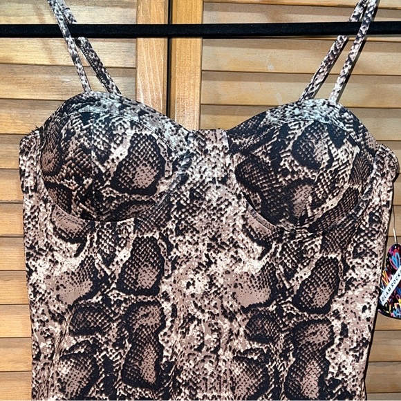 Y2K Glam Rocks L Snake Print Bodysuit NEW - Picture 1 of 6